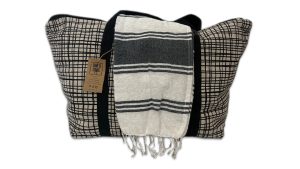 Strandtas met hamamdoek in grijs
